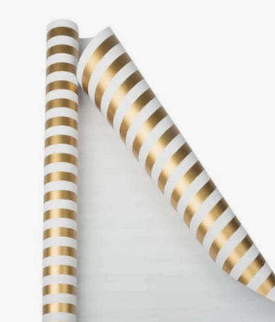 Gold and White Stripe Wrapping Paper