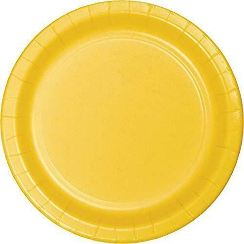 School Bus Yellow 7" Round Paper Plate