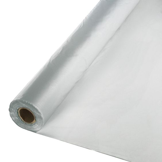 Shimmering Sliver Plastic Banquet Tablecover 40"X100'