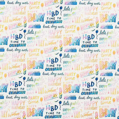 Happy Birthday Rainbow Script Stone Wrapping Paper