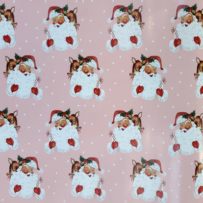 Pink Vintage Santa Wrapping Paper