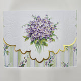 Carol Wilson Violets on Stripes Boxed Cards