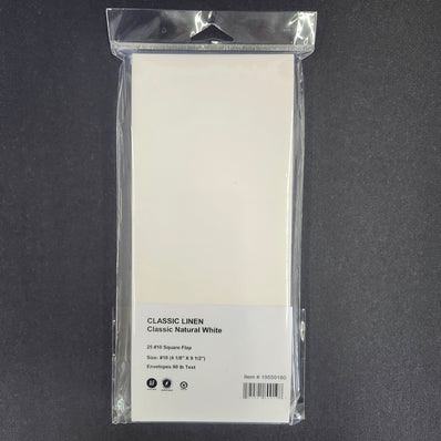 #10 Classic Natural White Linen Envelopes 25/Package