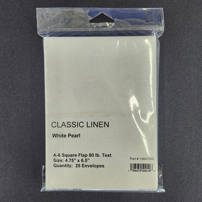 A6 White Pearl Metallic Linen Envelopes 25/Package