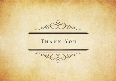 "Vintage Parchment" Thank You Note Cards