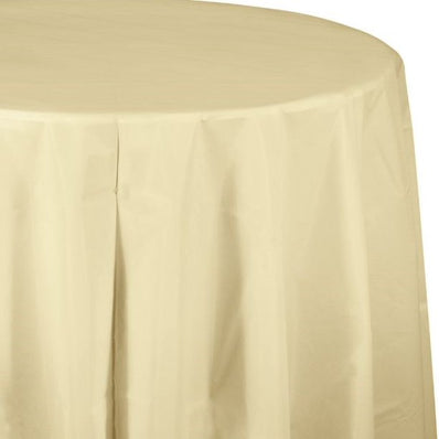 Ivory Round 82" Plastic Tablecover