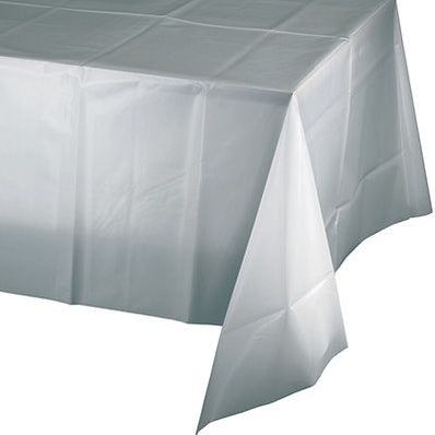 Shimmering Silver Rectangle 54"X108" Plastic Tablecover