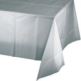 Shimmering Silver Rectangle 54"X108" Plastic Tablecover
